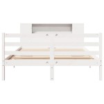 vidaXL Pat cu bibliotecă fără saltea, alb, 150x200 cm, lemn masiv pin