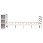 vidaXL Pat cu bibliotecă fără saltea, alb, 150x200 cm, lemn masiv pin