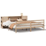 vidaXL Pat cu bibliotecă fără saltea, 200x200 cm, lemn masiv de pin