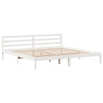 vidaXL Pat cu bibliotecă fără saltea, alb, 200x200 cm, lemn masiv pin vidaXL Pat cu bibliotecă fără saltea, alb, 200x200 cm, lemn masiv pin