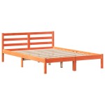 vidaXL Pat cu bibliotecă fără saltea, maro, 120x190 cm, lemn masiv pin vidaXL Pat cu bibliotecă fără saltea, maro, 120x190 cm, lemn masiv pin