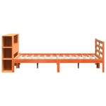 vidaXL Pat cu bibliotecă fără saltea, maro, 120x190 cm, lemn masiv pin vidaXL Pat cu bibliotecă fără saltea, maro, 120x190 cm, lemn masiv pin