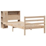 vidaXL Pat cu bibliotecă fără saltea, 75x190 cm, lemn masiv de pin
