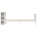 vidaXL Pat cu bibliotecă fără saltea, alb, 75x190 cm, lemn masiv pin vidaXL Pat cu bibliotecă fără saltea, alb, 75x190 cm, lemn masiv pin