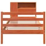 vidaXL Pat cu bibliotecă fără saltea, maro, 100x200 cm, lemn masiv vidaXL Pat cu bibliotecă fără saltea, maro, 100x200 cm, lemn masiv