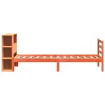 vidaXL Pat cu bibliotecă fără saltea, maro, 100x200 cm, lemn masiv vidaXL Pat cu bibliotecă fără saltea, maro, 100x200 cm, lemn masiv
