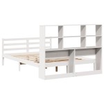 vidaXL Pat cu bibliotecă fără saltea, alb, 120x190 cm, lemn masiv pin vidaXL Pat cu bibliotecă fără saltea, alb, 120x190 cm, lemn masiv pin