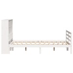 vidaXL Pat cu bibliotecă fără saltea, alb, 140x190 cm, lemn masiv pin