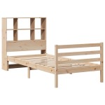 vidaXL Pat cu bibliotecă fără saltea, 90x200 cm, lemn masiv pin vidaXL Pat cu bibliotecă fără saltea, 90x200 cm, lemn masiv pin