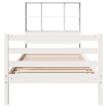 vidaXL Pat cu bibliotecă fără saltea, alb, 90x200 cm, lemn masiv pin vidaXL Pat cu bibliotecă fără saltea, alb, 90x200 cm, lemn masiv pin