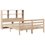vidaXL Pat cu bibliotecă fără saltea, 140x200 cm, lemn masiv de pin