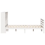 vidaXL Pat cu bibliotecă fără saltea, alb, 140x200 cm, lemn masiv pin vidaXL Pat cu bibliotecă fără saltea, alb, 140x200 cm, lemn masiv pin