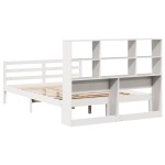 vidaXL Pat cu bibliotecă fără saltea, alb, 140x200 cm, lemn masiv pin vidaXL Pat cu bibliotecă fără saltea, alb, 140x200 cm, lemn masiv pin
