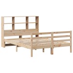 vidaXL Pat cu bibliotecă fără saltea, 150x200 cm, lemn masiv de pin