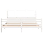 vidaXL Pat cu bibliotecă fără saltea, alb, 200x200 cm, lemn masiv pin vidaXL Pat cu bibliotecă fără saltea, alb, 200x200 cm, lemn masiv pin