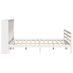 vidaXL Pat cu bibliotecă fără saltea, alb, 200x200 cm, lemn masiv pin vidaXL Pat cu bibliotecă fără saltea, alb, 200x200 cm, lemn masiv pin