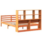 vidaXL Pat cu bibliotecă fără saltea maro ceruit 120x190 cm lemn masiv
