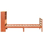 vidaXL Pat cu bibliotecă fără saltea, maro, 90x200 cm, lemn masiv vidaXL Pat cu bibliotecă fără saltea, maro, 90x200 cm, lemn masiv