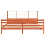 vidaXL Pat cu bibliotecă fără saltea maro ceruit 200x200 cm lemn masiv