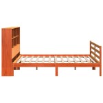 vidaXL Pat cu bibliotecă fără saltea maro ceruit 200x200 cm lemn masiv