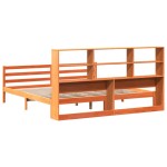 vidaXL Pat cu bibliotecă fără saltea maro ceruit 200x200 cm lemn masiv