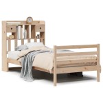 vidaXL Pat cu bibliotecă fără saltea, 75x190 cm, lemn masiv de pin