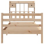 vidaXL Pat cu bibliotecă fără saltea, 75x190 cm, lemn masiv de pin