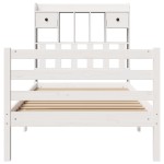 vidaXL Pat cu bibliotecă fără saltea, alb, 75x190 cm, lemn masiv pin vidaXL Pat cu bibliotecă fără saltea, alb, 75x190 cm, lemn masiv pin