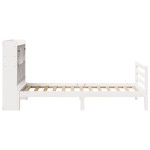 vidaXL Pat cu bibliotecă fără saltea, alb, 75x190 cm, lemn masiv pin vidaXL Pat cu bibliotecă fără saltea, alb, 75x190 cm, lemn masiv pin