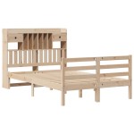 vidaXL Pat cu bibliotecă fără saltea, 135x190 cm, lemn masiv de pin vidaXL Pat cu bibliotecă fără saltea, 135x190 cm, lemn masiv de pin
