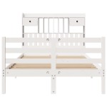 vidaXL Pat cu bibliotecă fără saltea, alb, 135x190 cm, lemn masiv pin