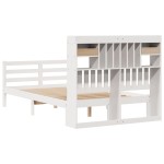 vidaXL Pat cu bibliotecă fără saltea, alb, 135x190 cm, lemn masiv pin