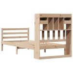 vidaXL Pat cu bibliotecă fără saltea, 90x200 cm, lemn masiv pin vidaXL Pat cu bibliotecă fără saltea, 90x200 cm, lemn masiv pin