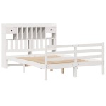 vidaXL Pat cu bibliotecă fără saltea, alb, 140x200 cm, lemn masiv pin