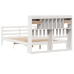 vidaXL Pat cu bibliotecă fără saltea, alb, 150x200 cm, lemn masiv pin
