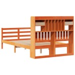 vidaXL Pat cu bibliotecă fără saltea maro 135x190 cm lemn masiv de pin