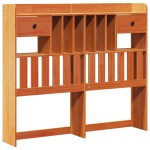 vidaXL Pat cu bibliotecă fără saltea maro 135x190 cm lemn masiv de pin