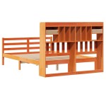 vidaXL Pat cu bibliotecă fără saltea maro 140x190 cm lemn masiv de pin vidaXL Pat cu bibliotecă fără saltea maro 140x190 cm lemn masiv de pin