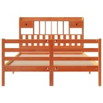vidaXL Pat cu bibliotecă fără saltea maro 150x200 cm lemn masiv de pin