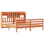 vidaXL Pat cu bibliotecă fără saltea maro 200x200 cm lemn masiv de pin
