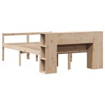 vidaXL Pat cu bibliotecă fără saltea, 120x190 cm, lemn masiv de pin