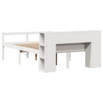 vidaXL Pat cu bibliotecă fără saltea, alb, 135x190 cm, lemn masiv pin