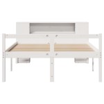 vidaXL Pat cu bibliotecă fără saltea, alb, 150x200 cm, lemn masiv pin