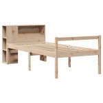 vidaXL Pat cu bibliotecă fără saltea, 100x200 cm, lemn masiv pin