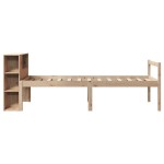 vidaXL Pat cu bibliotecă fără saltea, 100x200 cm, lemn masiv pin