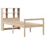 vidaXL Pat cu bibliotecă fără saltea, 100x200 cm, lemn masiv pin
