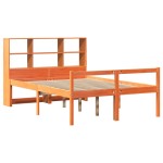 vidaXL Pat cu bibliotecă fără saltea maro ceruit 150x200 cm lemn masiv