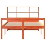 vidaXL Pat cu bibliotecă fără saltea maro ceruit 150x200 cm lemn masiv