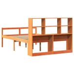 vidaXL Pat cu bibliotecă fără saltea maro ceruit 150x200 cm lemn masiv