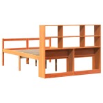 vidaXL Pat cu bibliotecă fără saltea maro ceruit 160x200 cm lemn masiv